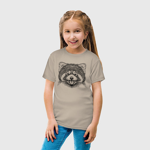 Детская футболка Голова рыжей панды / Миндальный – фото 4