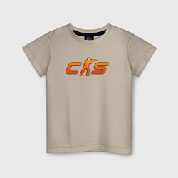 Футболка хлопковая детская CS 2 orange logo, цвет: миндальный
