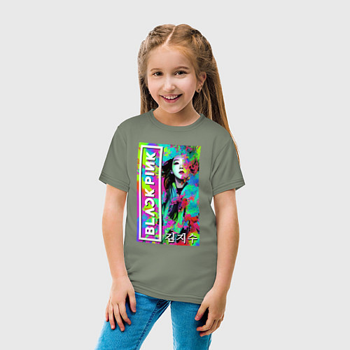 Детская футболка Ким Джису - блэк пинк - музыка / Авокадо – фото 4