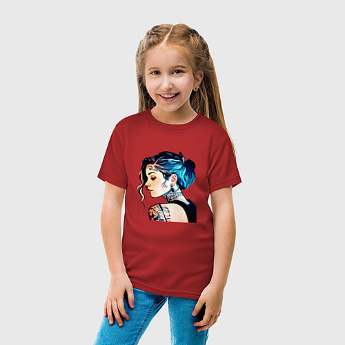 Детская футболка Девушка с арт тату / Красный – фото 4