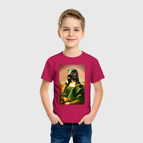Детская футболка Mona Lisa rex - neural network / Маджента – фото 3