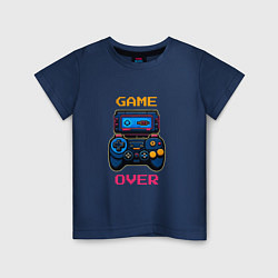 Футболка хлопковая детская Джойстик game over, цвет: тёмно-синий