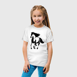 Футболка хлопковая детская Лошадь скачет, цвет: белый — фото 2