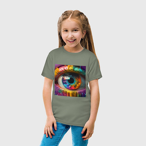 Детская футболка Разноцветный глаз и краска / Авокадо – фото 4