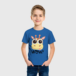 Футболка хлопковая детская Wow giraffe, цвет: синий — фото 2