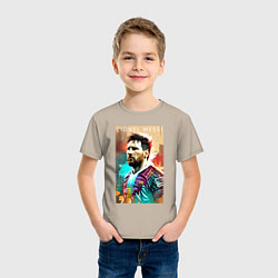 Футболка хлопковая детская Lionel Messi - football - striker, цвет: миндальный — фото 2