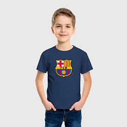 Футболка хлопковая детская Barcelona fc sport, цвет: тёмно-синий — фото 2