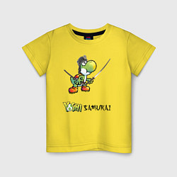 Футболка хлопковая детская Йоши самурай с катаной, цвет: желтый