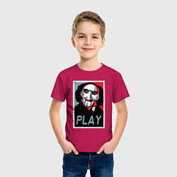 Футболка хлопковая детская Play saw, цвет: маджента — фото 2