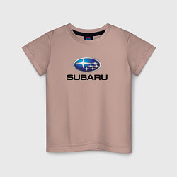Футболка хлопковая детская Subaru sport auto, цвет: пыльно-розовый