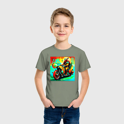 Детская футболка Викинг на мотоцикле / Авокадо – фото 3