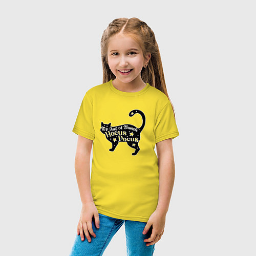 Детская футболка Черный кот хэллоуин звезды / Желтый – фото 4
