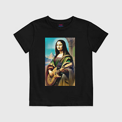 Детская футболка Мона Лиза лабает на гитаре