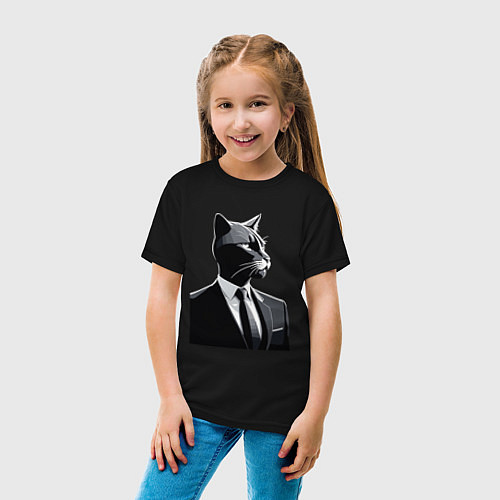 Детская футболка Бизнес-кот / Черный – фото 4
