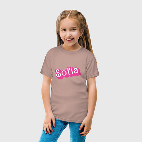 Детская футболка Sofia - retro barbie style / Пыльно-розовый – фото 4