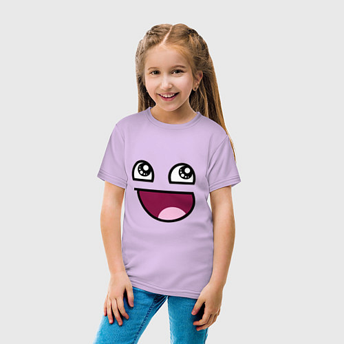 Детская футболка Trollface глаза с улыбкой / Лаванда – фото 4