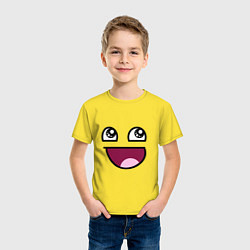 Футболка хлопковая детская Trollface глаза с улыбкой, цвет: желтый — фото 2