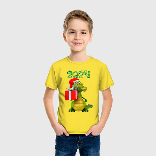 Детская футболка Дракон с подарком 2024 / Желтый – фото 3