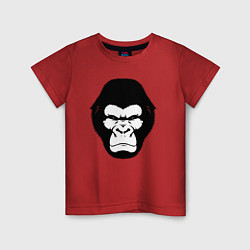 Футболка хлопковая детская Голова гориллы гравюра, цвет: красный