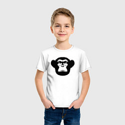Футболка хлопковая детская Морда шимпанзе, цвет: белый — фото 2