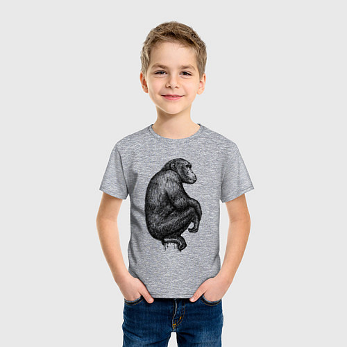 Детская футболка Шимпанзе на дереве / Меланж – фото 3