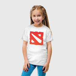 Футболка хлопковая детская Dota 2 логотип, цвет: белый — фото 2