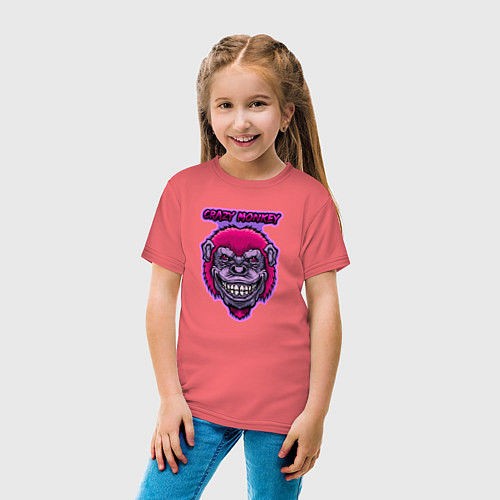 Детская футболка Purple crazy monkey / Коралловый – фото 4