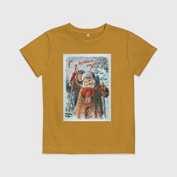 Детская футболка Два мальчика с лыжными палками