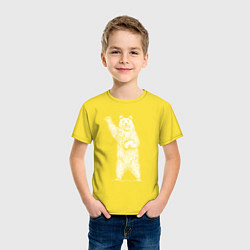 Футболка хлопковая детская Медведь стоит и машет, цвет: желтый — фото 2