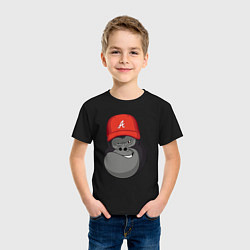 Футболка хлопковая детская Горилла в кепке, цвет: черный — фото 2