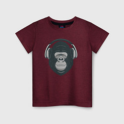 Футболка хлопковая детская Monkey music, цвет: меланж-бордовый