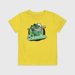 Футболка хлопковая детская Крокодил бейсболист, цвет: желтый