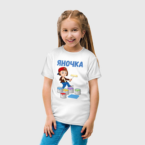 Детская футболка Яна - девочка художник / Белый – фото 4