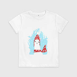 Футболка хлопковая детская Лама - альпака в шапочке, цвет: белый