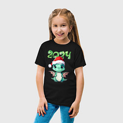 Футболка хлопковая детская 2024 символ года милый дракончик, цвет: черный — фото 2