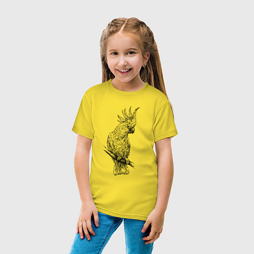 Детская футболка Попугай какаду на ветке / Желтый – фото 4
