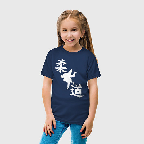 Детская футболка Дзюдо - иероглифы / Тёмно-синий – фото 4