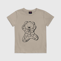 Детская футболка Спящий мишка в пижаме - раскраска