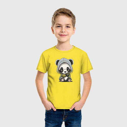 Детская футболка Грустная панда / Желтый – фото 3
