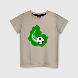 Футболка хлопковая детская Летящий мяч, цвет: миндальный