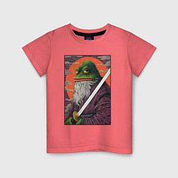 Футболка хлопковая детская Pepe samurai, цвет: коралловый