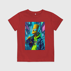 Детская футболка Барт Симпсон со скейтбордом - нейросеть