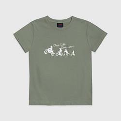 Футболка хлопковая детская One life one love wite, цвет: авокадо