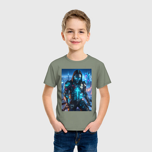 Детская футболка Cyber man - ai art / Авокадо – фото 3