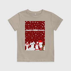 Детская футболка Семья лам на новогодних каникулах