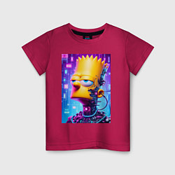 Футболка хлопковая детская Cyber Bart Simpson - ai art, цвет: маджента