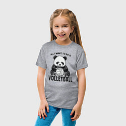 Футболка хлопковая детская Panda volleyball, цвет: меланж — фото 2