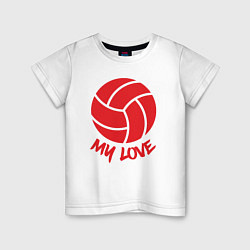 Футболка хлопковая детская Volleyball my love, цвет: белый