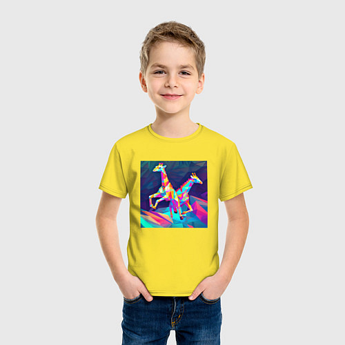 Детская футболка Жирафы кубизм / Желтый – фото 3