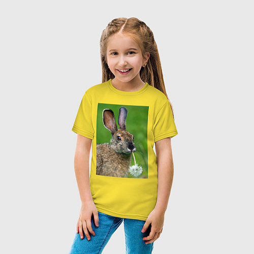 Детская футболка Зайчик с одуванчиком / Желтый – фото 4